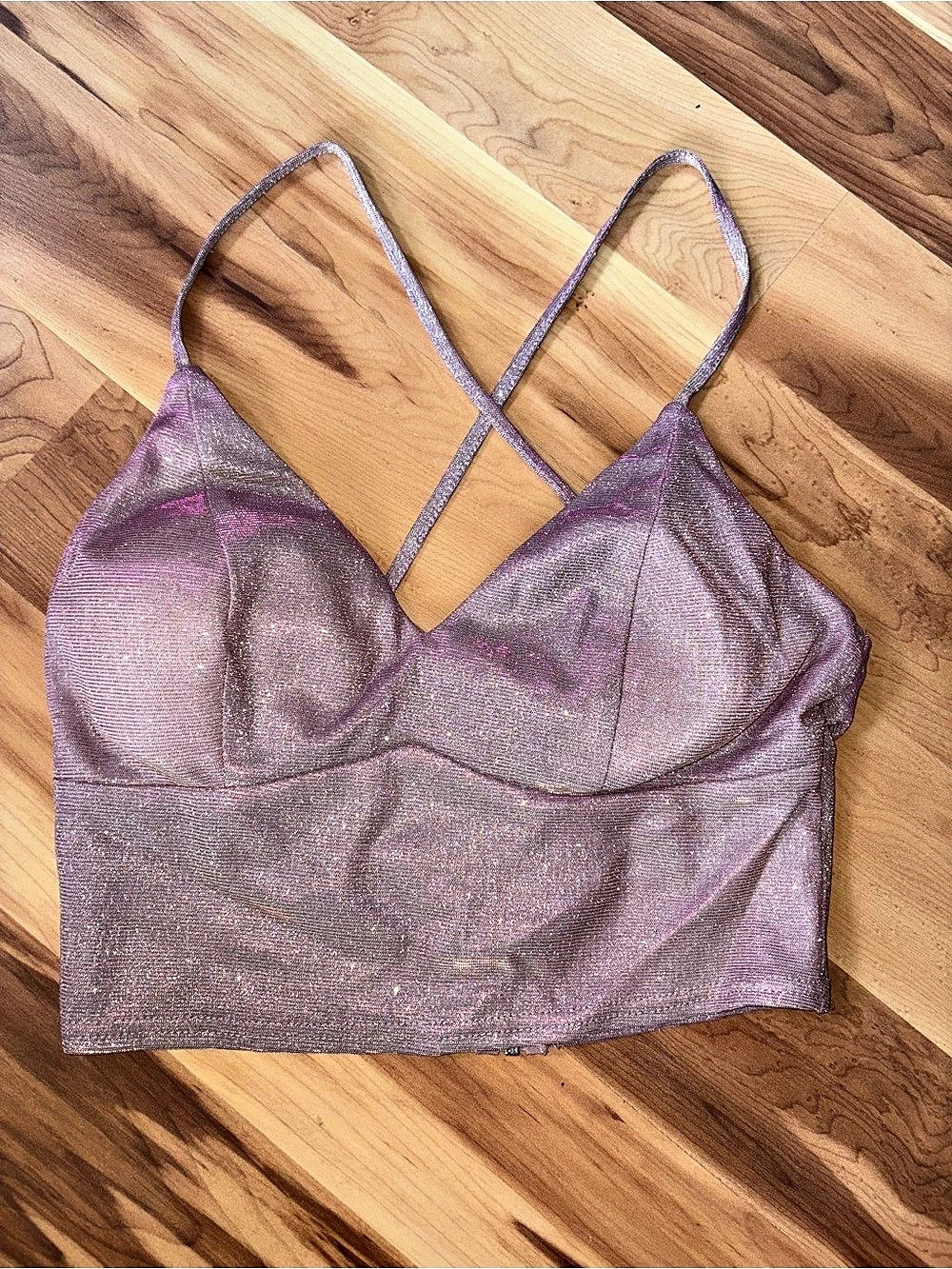 Windsor Sparkly Strappy Bustier Crop Top 💜💗